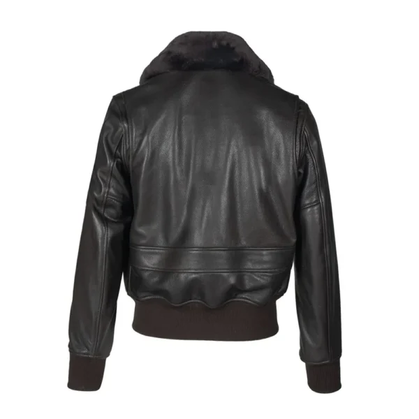 Black Cowhide G-1 Bomber Leather Jacket product image from back