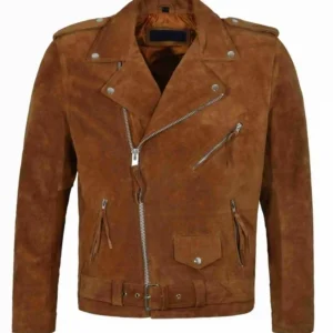 Men’s Brown Motorcycle Suede Leather Jacket