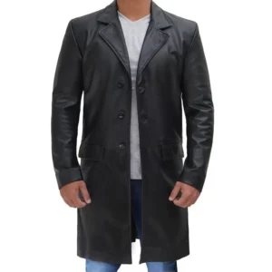 Men’s Black Cowhide Leather Coat