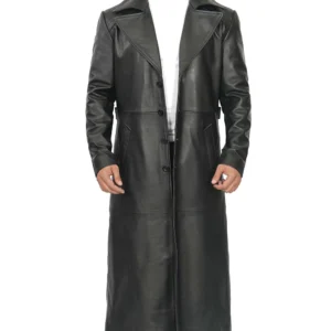 Men’s Black Leather Duster Coat