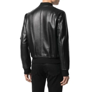 Men’s Black MA-1 Bomber Leather Jacket