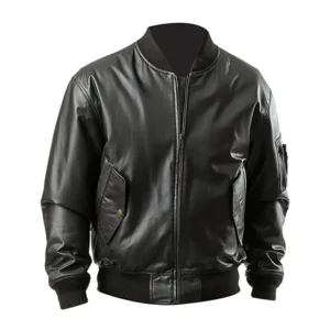 Men’s Black MA 1 Flight Bomber Leather Jacket