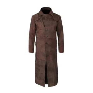 Men’s Dark Snuff Leather Duster Trench Coat