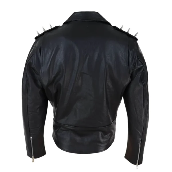 Men Spike Hide Original Cross Zip Leather Jacket product image from back