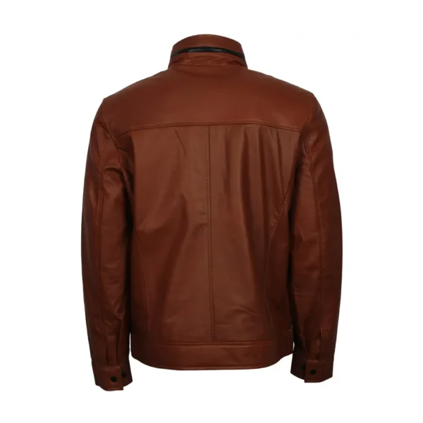 Men Sven Brown Motorcycle Leather Jacket product image from back