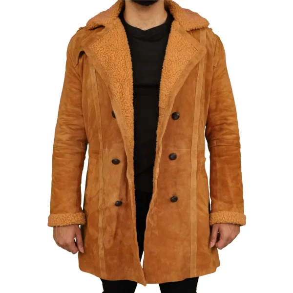 Mens-Brown-Shearling-Sheepskin-Leather-Pea-Coat-2