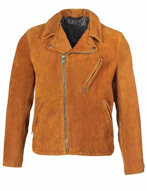 New men cowhide suede leather jacket product image from front.