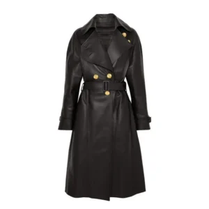 Women’s Black Double Breasted Leather Coat