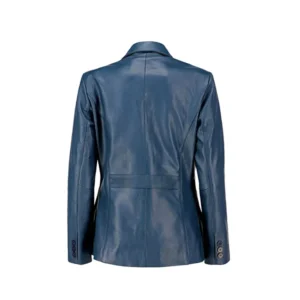 Women’s Blue Sheepskin Leather Blazer Jacket