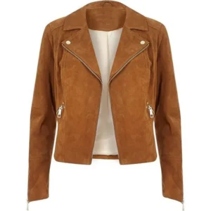 Women’s Brown Biker Suede Leather Jacket