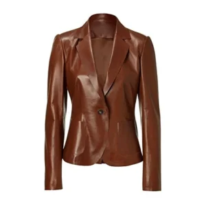 Women’s Brown Lambskin Leather Blazer Jacket