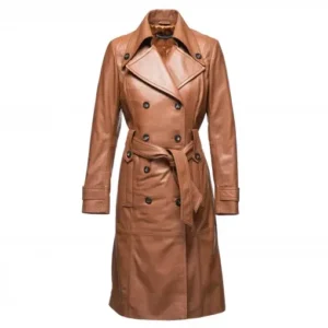 Women’s Brown Leather Trench Coat