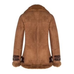Women’s Brown Shearling Biker Suede Aviator Leather Jacket