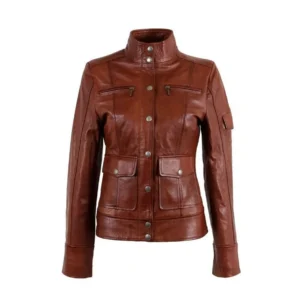 Women’s Dark Wax Brown Sheepskin Leather Jacket