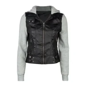 Women’s Hooded Biker leather Jacket