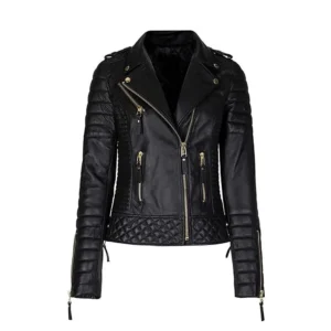 Women’s Lambskin Motorcycle Leather Bomber Jacket