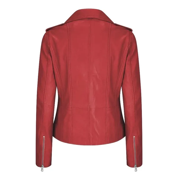 Women’s Red Motorcycle Leather Jacket - Image 2