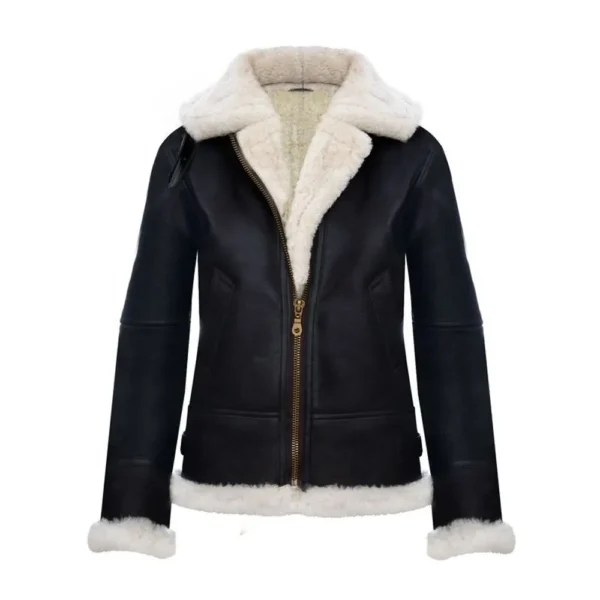 Women Sheepskin Aviator Leather Jacket product image from front