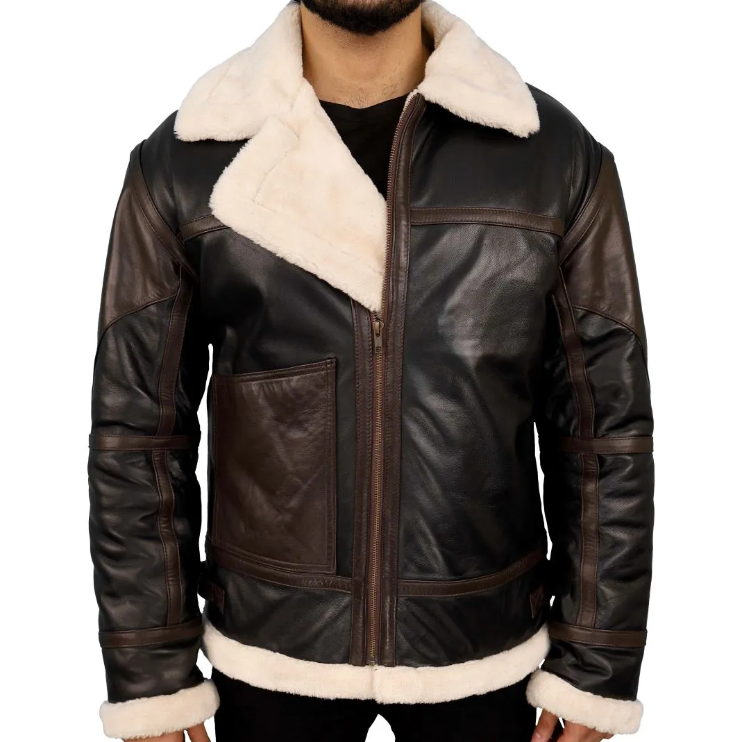 BLACK 100% Sheepskin Shearling Leather Real Fox MARLBORO TRENCH Coat Jacket S-8X