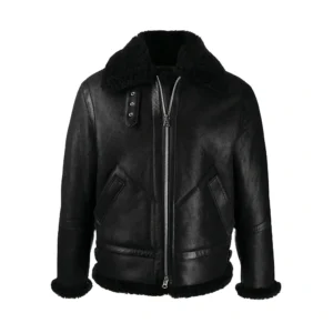 Black B3 Shearling Bomber Leather Jacket