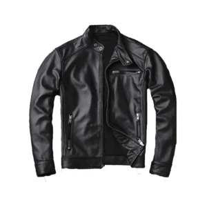 Men’s Black Cowhide Motorcycle Leather Jacket