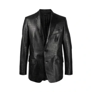 Men’s Black Lambskin Leather Blazer Jacket