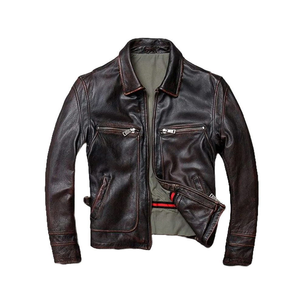Men's Black Leather Biker Jacket - 100% Genuine Cowhide Leather, Classic Motorcycle Jacket With Multiple Pockets | For Riding, Casual, Winter
