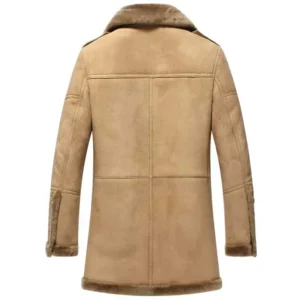 Men’s Brown Long Fur Shearling Sheepskin Leather Coat