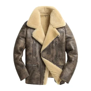 Men’s Brown Winter Fur Shearling Leather Jacket