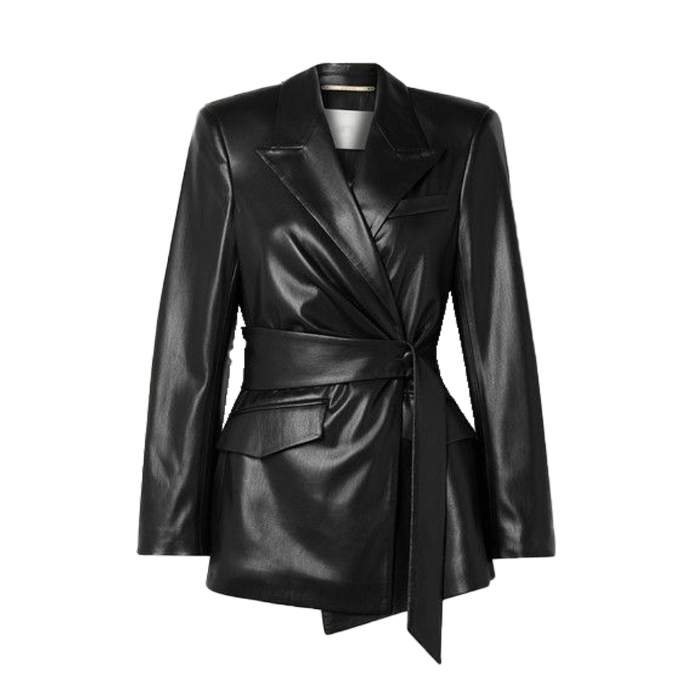 Women's Black Belted Leather Blazer Jacket | Urban Leather Jackets