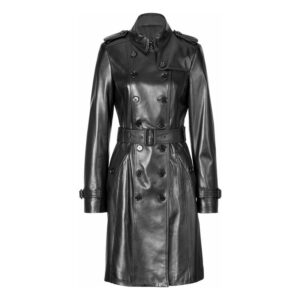 Women’s Black Lambskin Leather Trench Coat