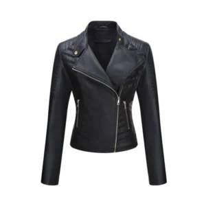 Women’s Black Leather Bomber Jacket