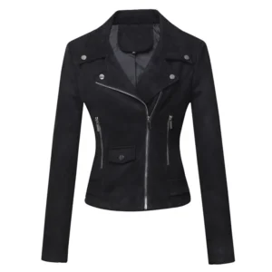 Women’s Black Suede Moto Jacket