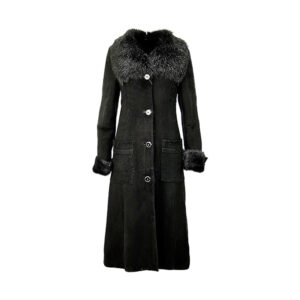 Women’s Black Suede Sheepskin Leather Coat