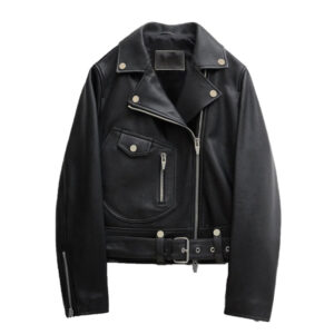 Women’s Buckle Belted Suede Moto Jacket