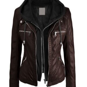 Women’s Hooded Leather Jacket