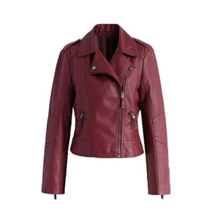 Women’s Maroon Motorcycle Leather Jacket