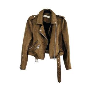 Women’s Mocha Brown Zip Suede Leather Jacket