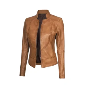 Women’s Camel Biker Leather Jacket