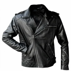 Men’s Black Biker Goatskin Leather Jacket