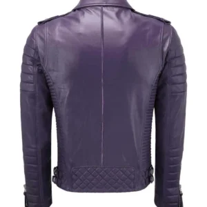 Men’s Motorcycle Cafe Racer Bomber Purple Biker Leather Jacket