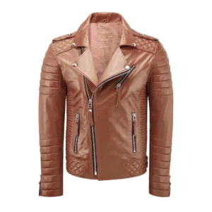 Men’s Tan Biker Leather Jacket