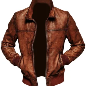 Men’s Brown Vintage Motorcycle Bomber Leather Jacket