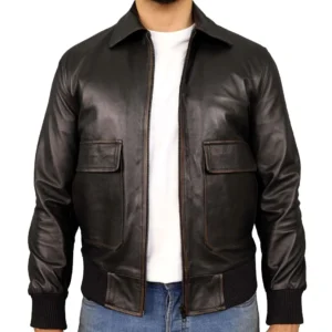 Men’s Black A2 Aviator Retro Leather Jacket