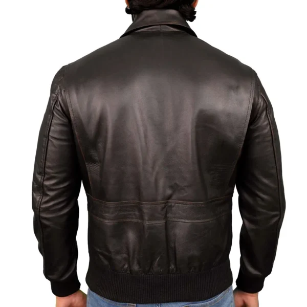 Men's Black A2 Aviator Retro Leather Jacket - Image 3