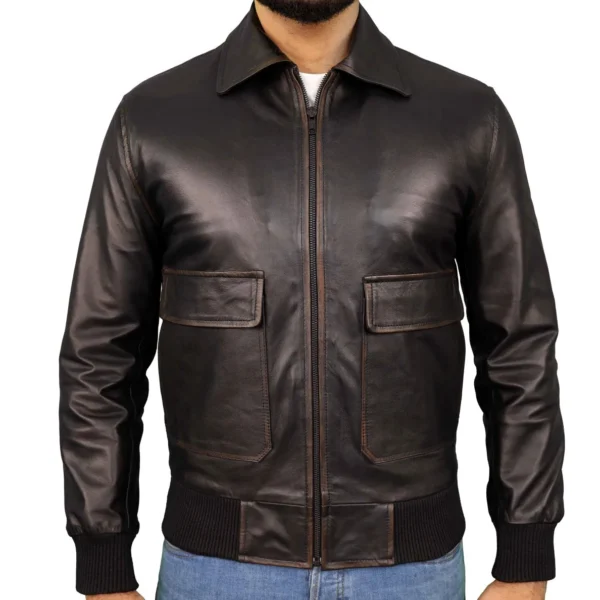 Men’s Black A2 Aviator Retro Leather Jacket
