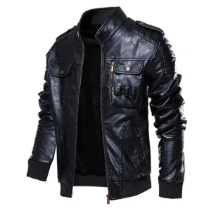 Men’s Genuine Black Bomber Leather Jacket