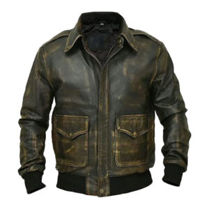 Distressed Aviator Air Force Leather Bomber Jacket