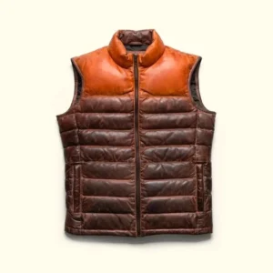 Men’s Sheepskin Puffer Quilted Leather Vest