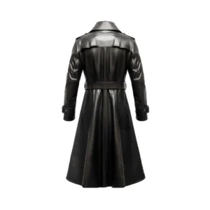 Men’s Black Long Lambskin Leather Trench Coat